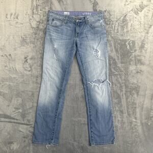 Gap 1969 Easy Straight Distressed Jeans Women's Size 29 Light Faded Blue